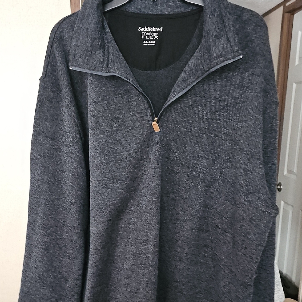 Saddlebred Gray Zip Up Sweater Classic Style